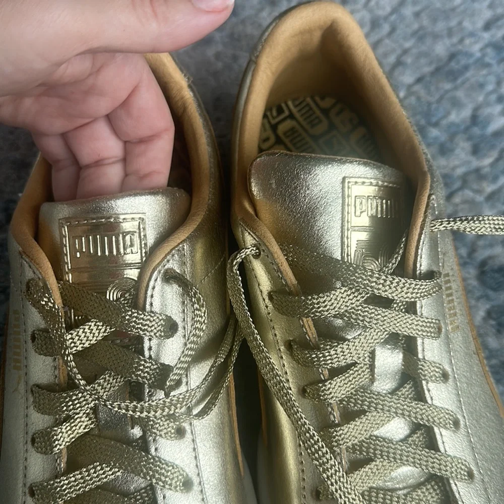 Puma Gold Metallic Sneakers Casual Lifestyle - Picture 3 of 6